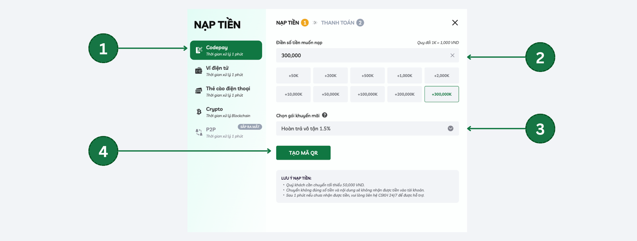 Hướng dẫn nạp tiền qua codepay FEBET